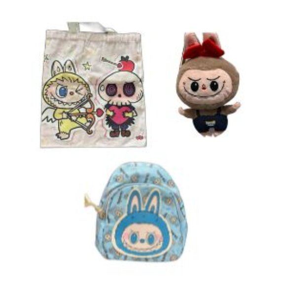 Labubu Themed - 3 Bags - All New - Tote/Plush Crossbody/Mini Backpack Crossbody - Picture 2 of 6